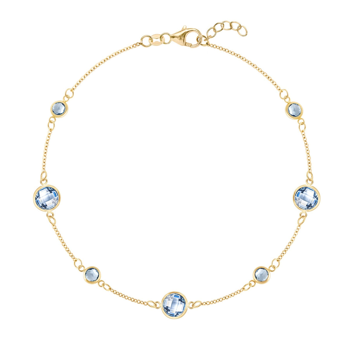 Bayberry Grand & Petite 7 Aquamarine Bracelet in 14k Gold (March)