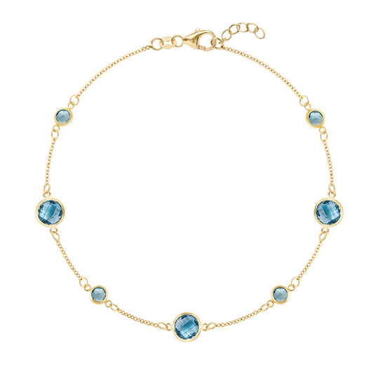 Bayberry Grand & Petite 7 Nantucket Blue Topaz Bracelet in 14k Gold (December)