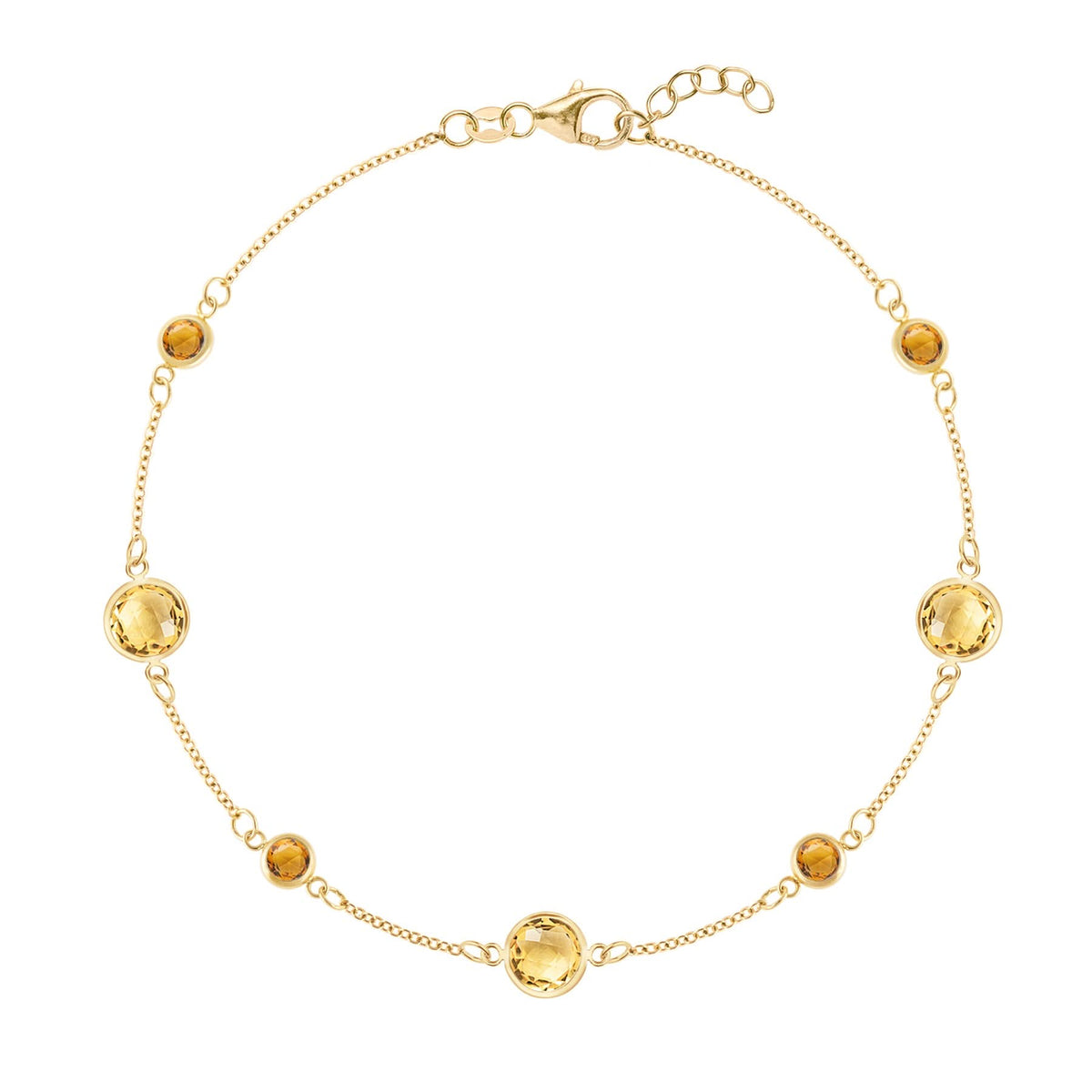 Bayberry Grand & Petite 7 Citrine Bracelet in 14k Gold (November)