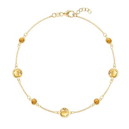 Bayberry Grand & Petite 7 Citrine Bracelet in 14k Gold (November)