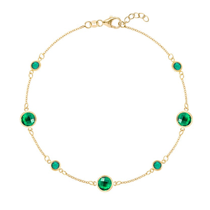Bayberry Grand & Petite 7 Emerald Bracelet in 14k Gold (May)