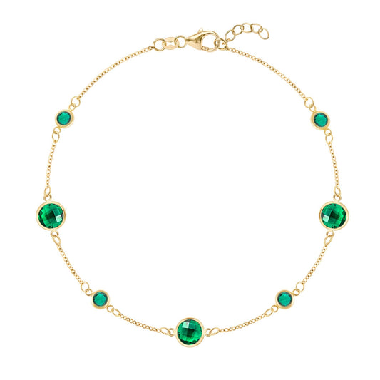 Bayberry Grand & Petite 7 Emerald Bracelet in 14k Gold (May)