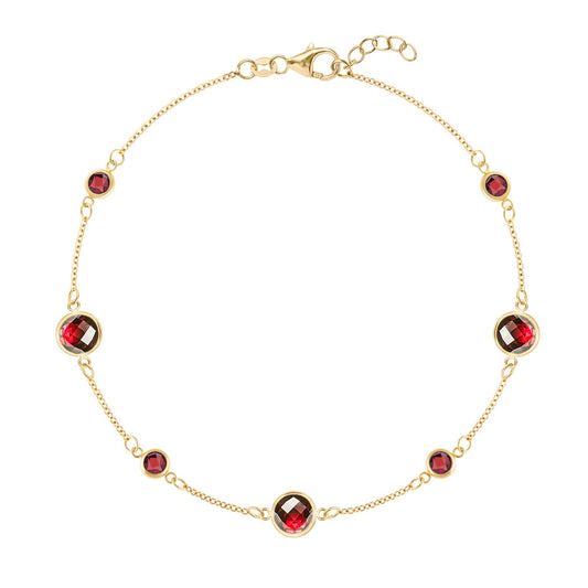 Bayberry Grand & Petite 7 Garnet Bracelet in 14k Gold (January)
