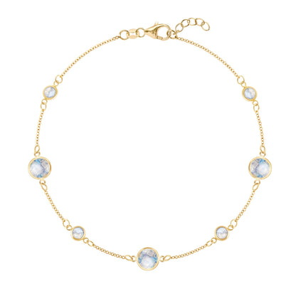 Bayberry Grand & Petite 7 Moonstone Bracelet in 14k Gold (June)