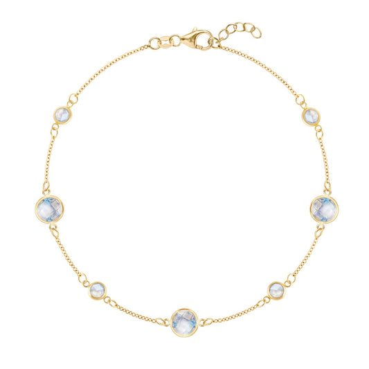 Bayberry Grand & Petite 7 Moonstone Bracelet in 14k Gold (June)