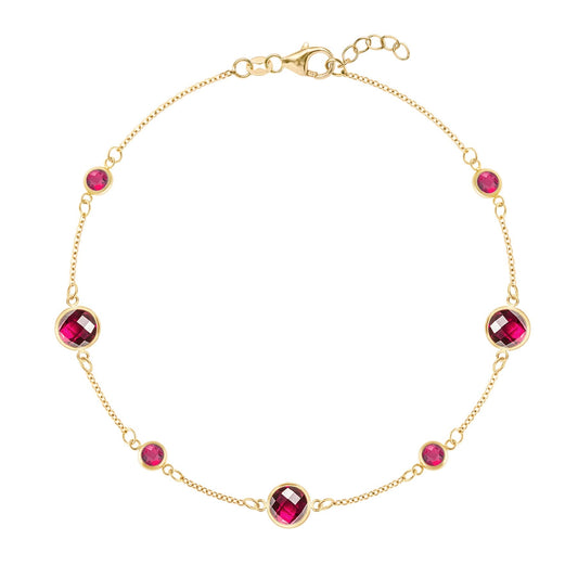 Bayberry Grand & Petite 7 Ruby Bracelet in 14k Gold (July)