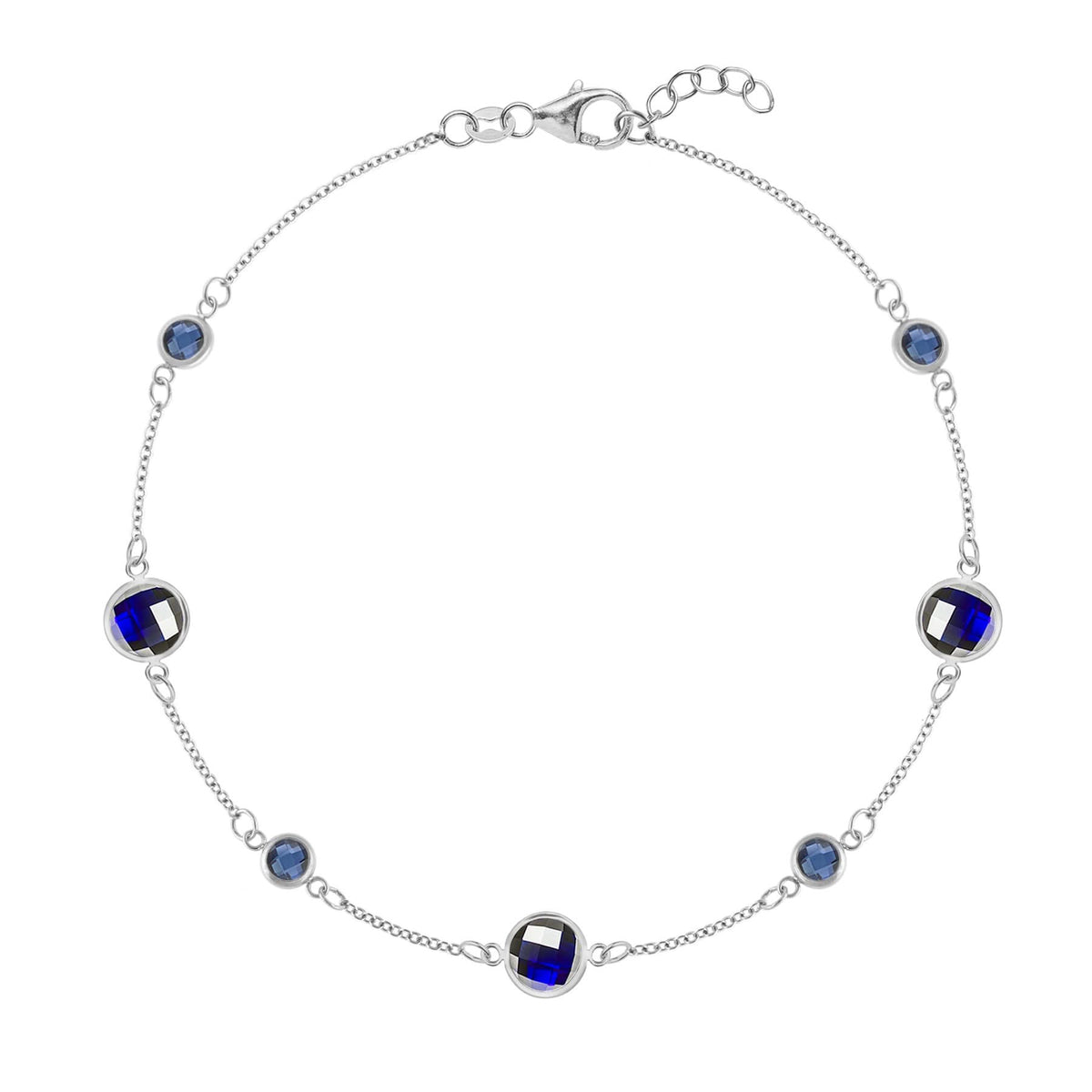Bayberry Grand & Petite 7 Sapphire Bracelet in 14k Gold (September)