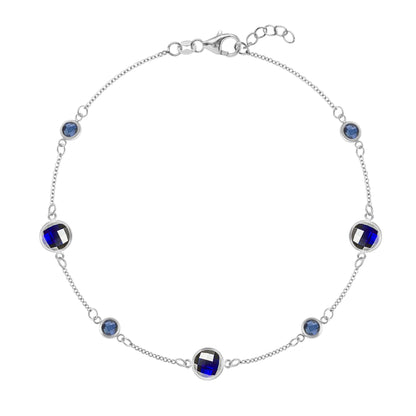 Bayberry Grand & Petite 7 Sapphire Bracelet in 14k Gold (September)