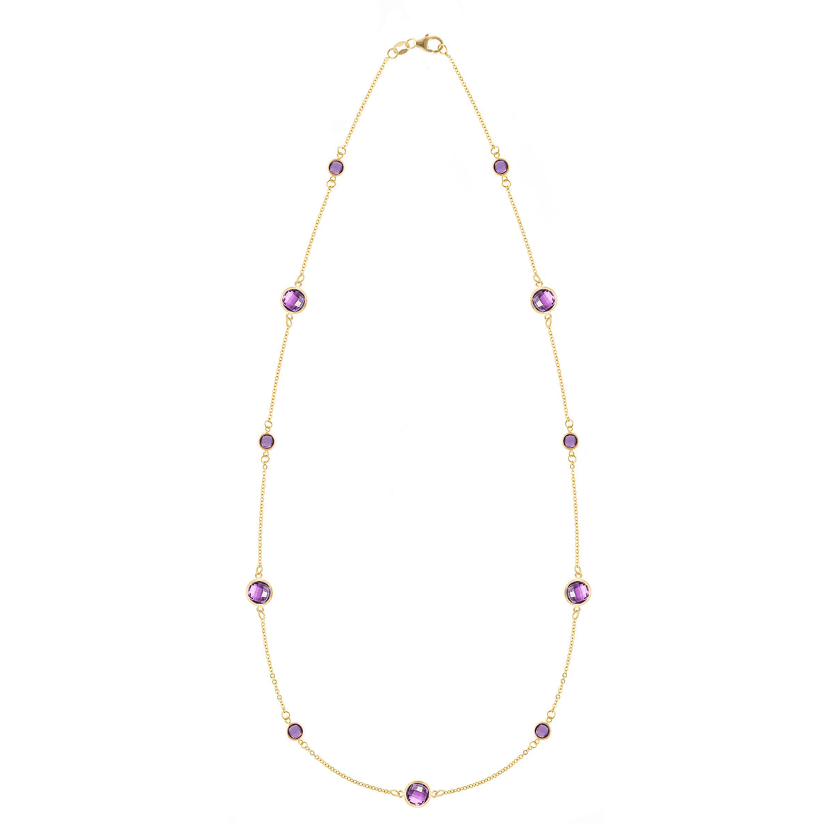 Bayberry Grand & Petite 11 Amethyst Necklace in 14k Gold (February)