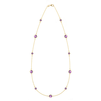 Bayberry Grand & Petite 11 Amethyst Necklace in 14k Gold (February)