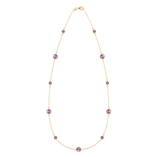 Bayberry Grand & Petite 11 Amethyst Necklace in 14k Gold (February)