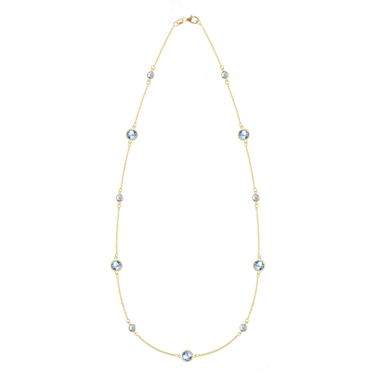 Bayberry Grand & Petite 11 Aquamarine Necklace in 14k Gold (March)