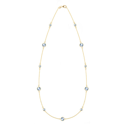 Bayberry Grand & Petite 11 Aquamarine Necklace in 14k Gold (March)