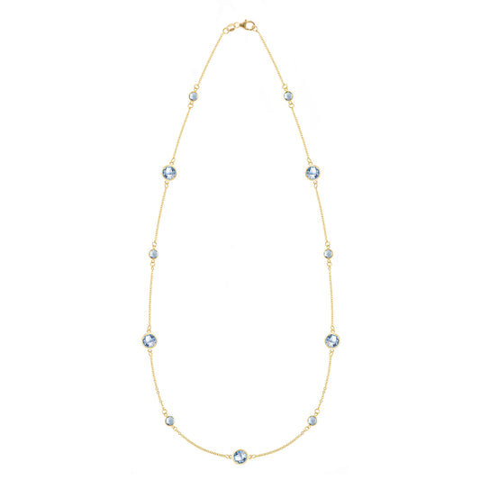 Bayberry Grand & Petite 11 Aquamarine Necklace in 14k Gold (March)