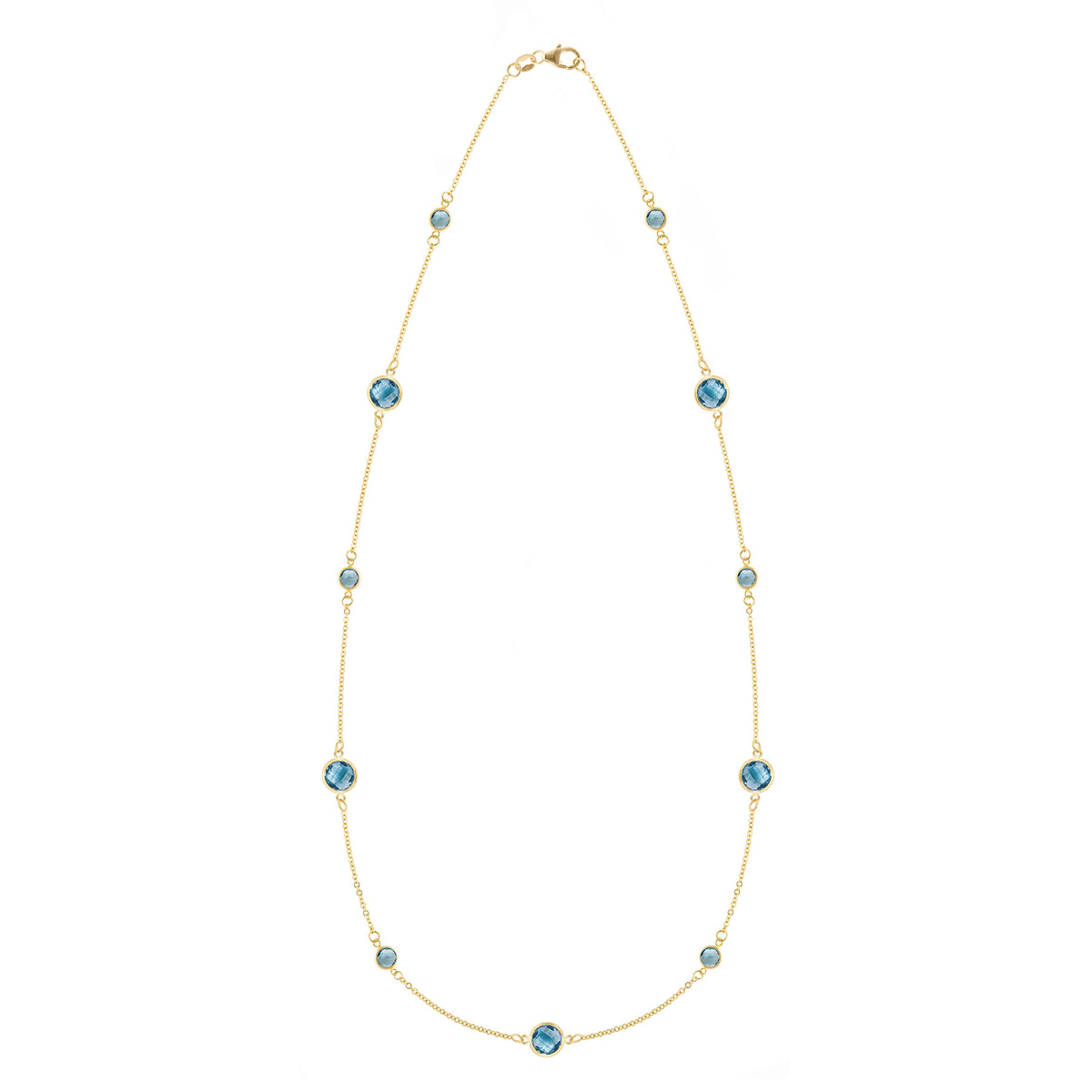 Bayberry Grand & Petite 11 Nantucket Blue Topaz Necklace in 14k Gold (December)