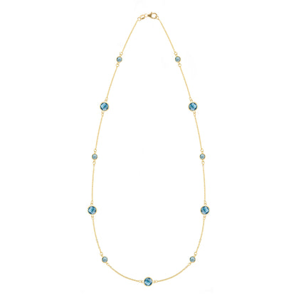 Bayberry Grand & Petite 11 Nantucket Blue Topaz Necklace in 14k Gold (December)
