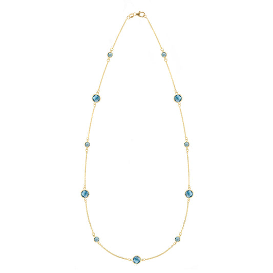 Bayberry Grand & Petite 11 Nantucket Blue Topaz Necklace in 14k Gold (December)