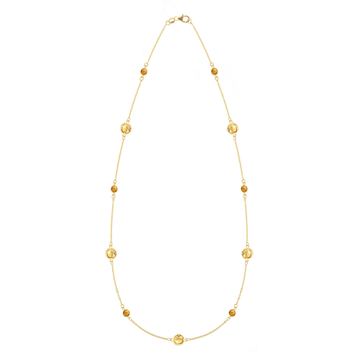 Bayberry Grand & Petite 11 Citrine Necklace in 14k Gold (November)