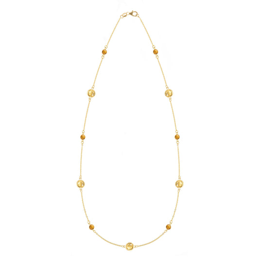 Bayberry Grand & Petite 11 Citrine Necklace in 14k Gold (November)