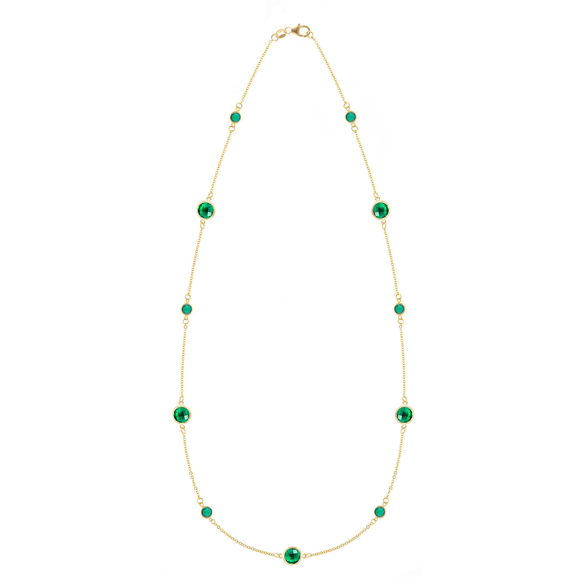 Bayberry Grand & Petite 11 Emerald Necklace in 14k Gold (May)