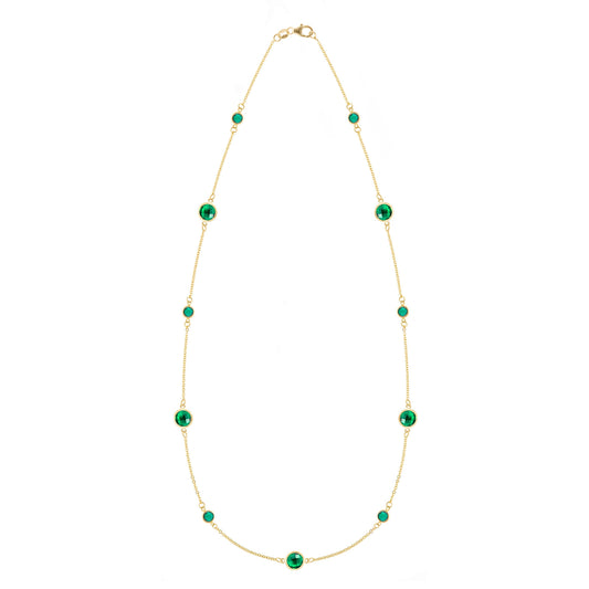Bayberry Grand & Petite 11 Emerald Necklace in 14k Gold (May)