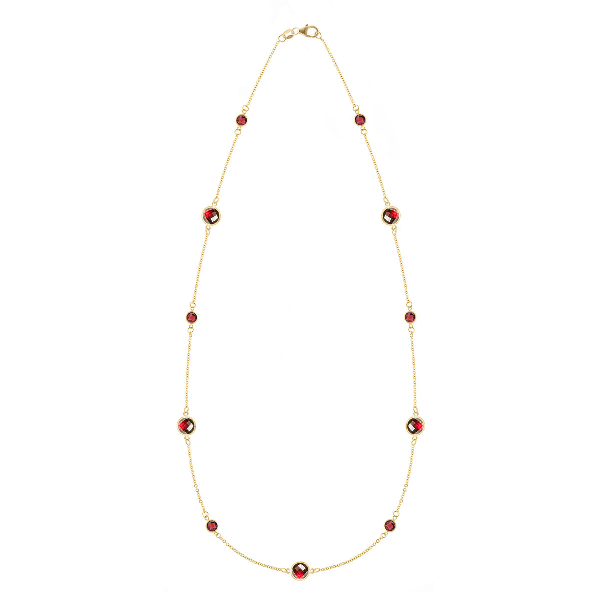 Bayberry Grand & Petite 11 Garnet Necklace in 14k Gold (January)