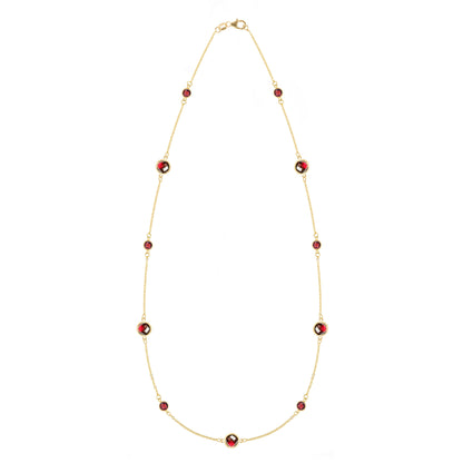 Bayberry Grand & Petite 11 Garnet Necklace in 14k Gold (January)