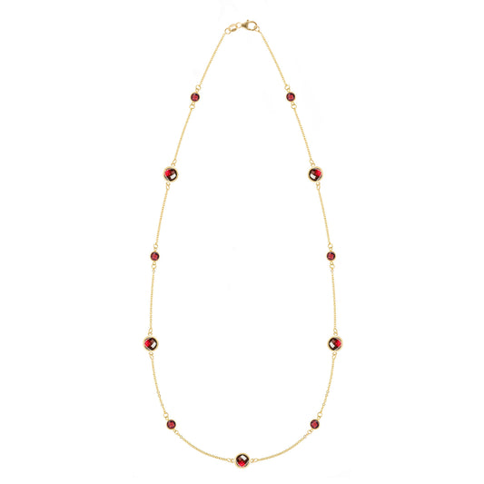 Bayberry Grand & Petite 11 Garnet Necklace in 14k Gold (January)