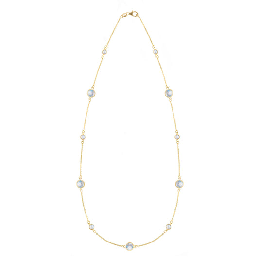 Bayberry Grand & Petite 11 Moonstone Necklace in 14k Gold (June)