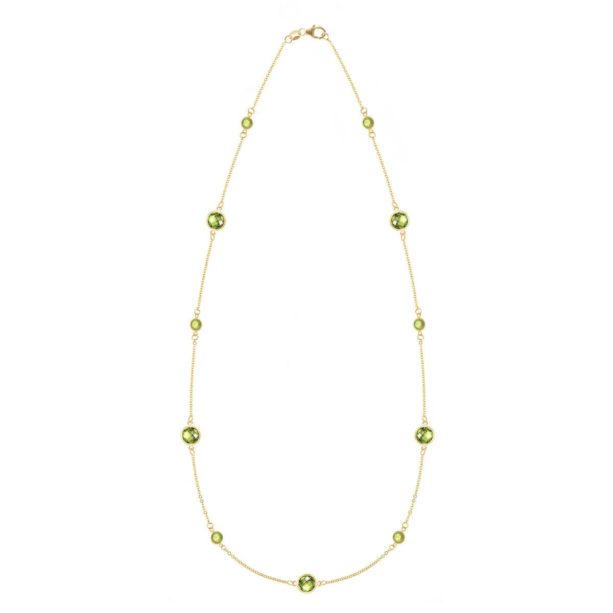 Bayberry Grand & Petite 11 Peridot Necklace in 14k Gold (August)