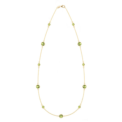 Bayberry Grand & Petite 11 Peridot Necklace in 14k Gold (August)