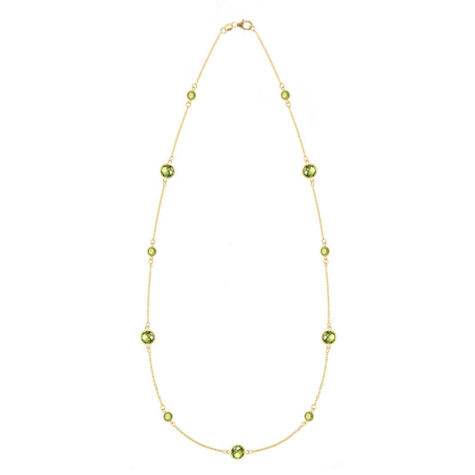 Bayberry Grand & Petite 11 Peridot Necklace in 14k Gold (August)