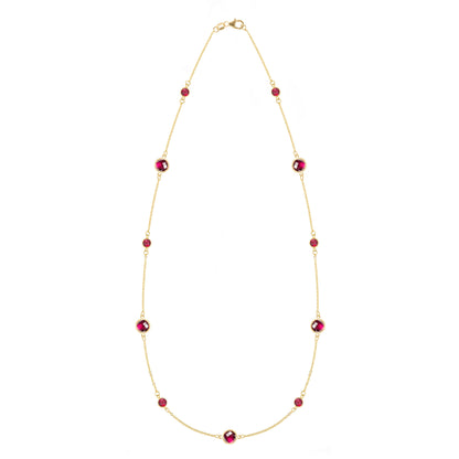 Bayberry Grand & Petite 11 Ruby Necklace in 14k Gold (July)