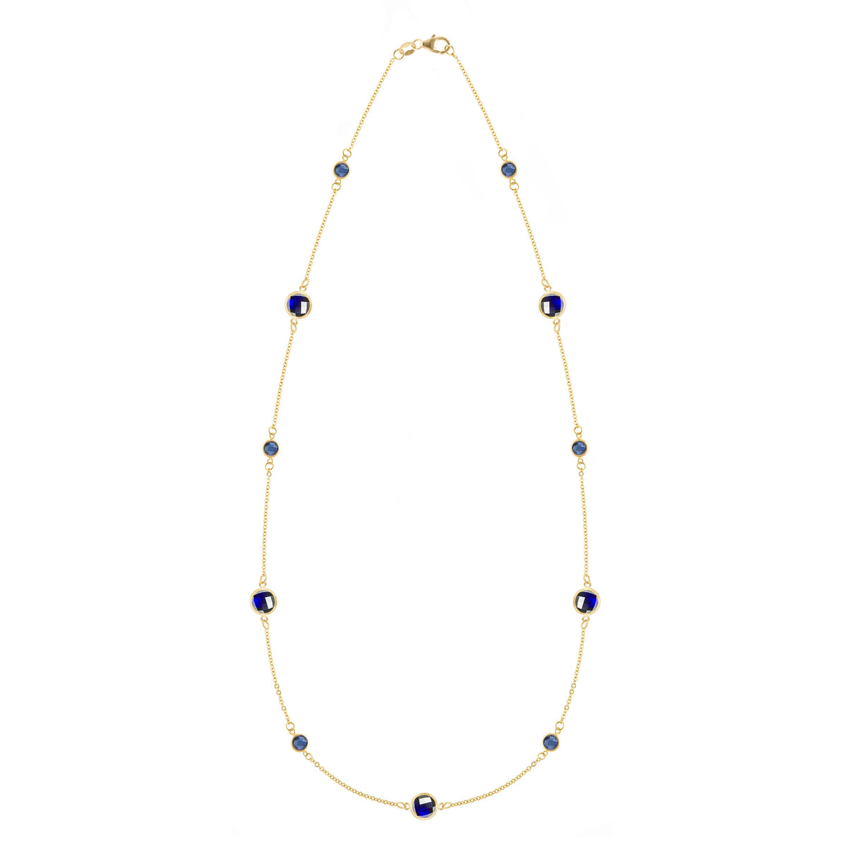 Bayberry Grand & Petite 11 Sapphire Necklace in 14k Gold (September)