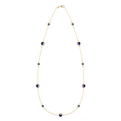 Bayberry Grand & Petite 11 Sapphire Necklace in 14k Gold (September)
