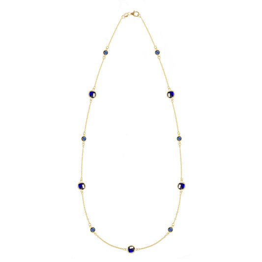 Bayberry Grand & Petite 11 Sapphire Necklace in 14k Gold (September)