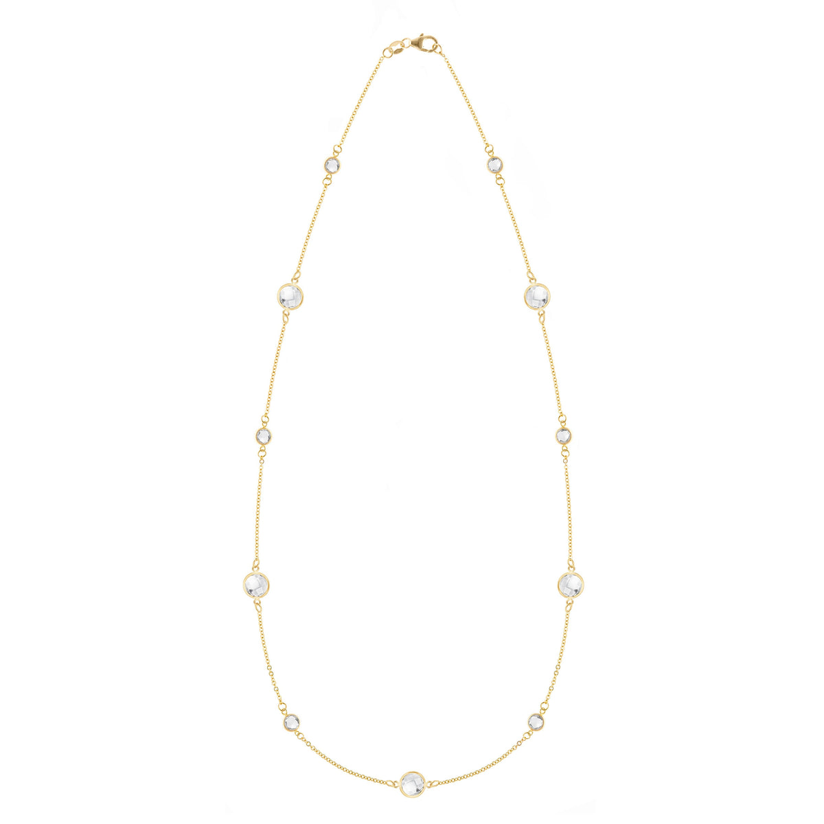 Bayberry Grand & Petite 11 White Topaz Necklace in 14k Gold (April)