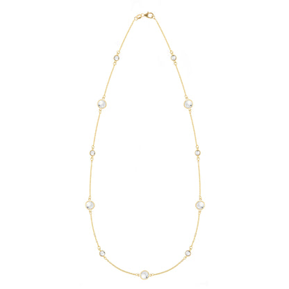Bayberry Grand & Petite 11 White Topaz Necklace in 14k Gold (April)