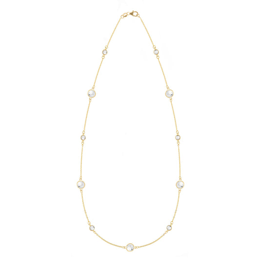 Bayberry Grand & Petite 11 White Topaz Necklace in 14k Gold (April)