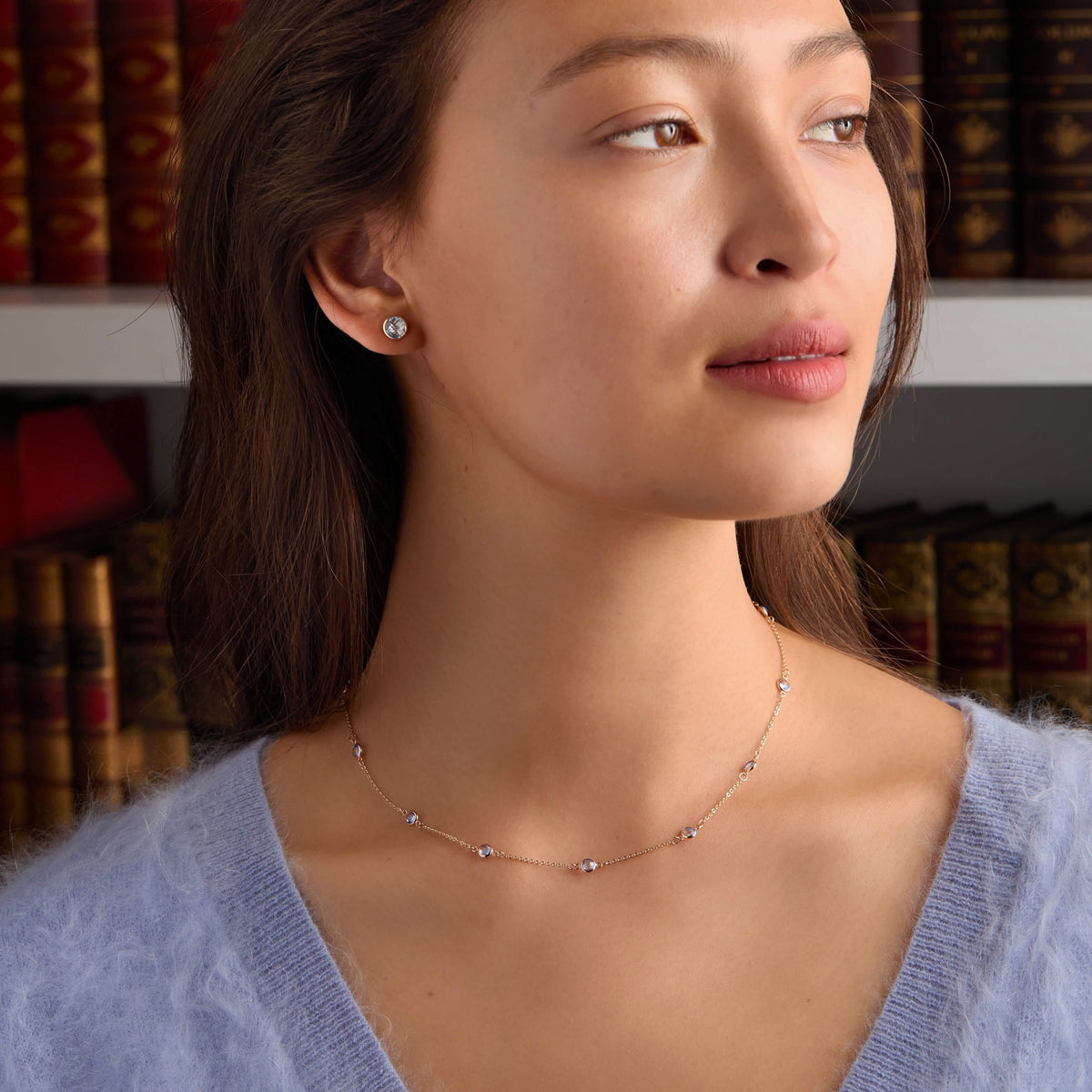 Bayberry 11 Aquamarine Necklace in 14k Gold (March)