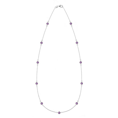 Bayberry 11 Amethyst Necklace in 14k Gold (February)