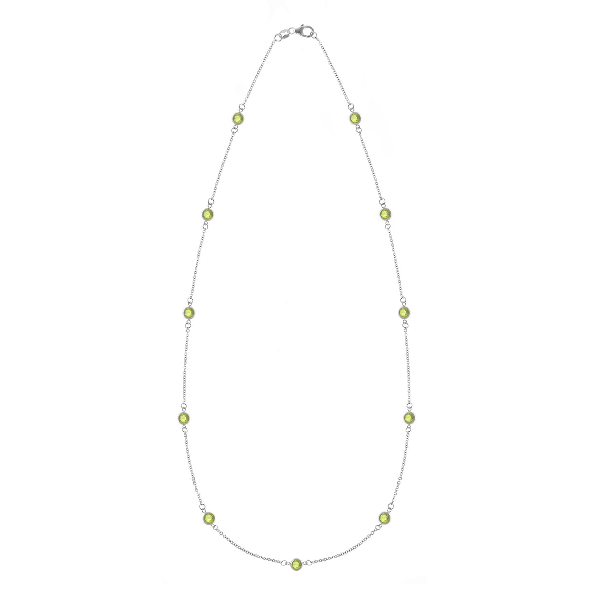 Bayberry 11 Peridot Necklace in 14k Gold (August)
