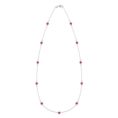 Bayberry 11 Ruby Necklace in 14k Gold (July)