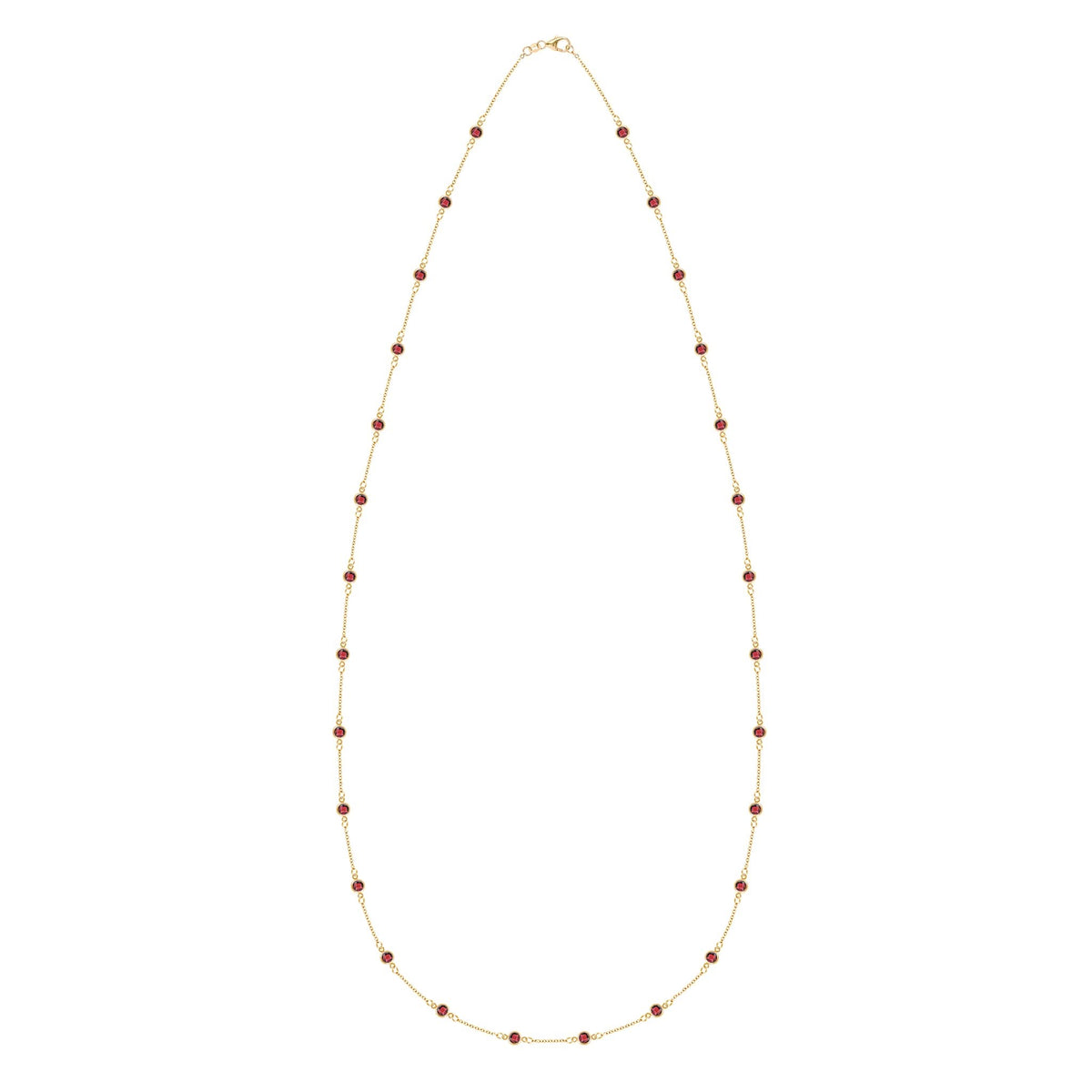 Bayberry Garnet Long Necklace in 14k Gold (January)