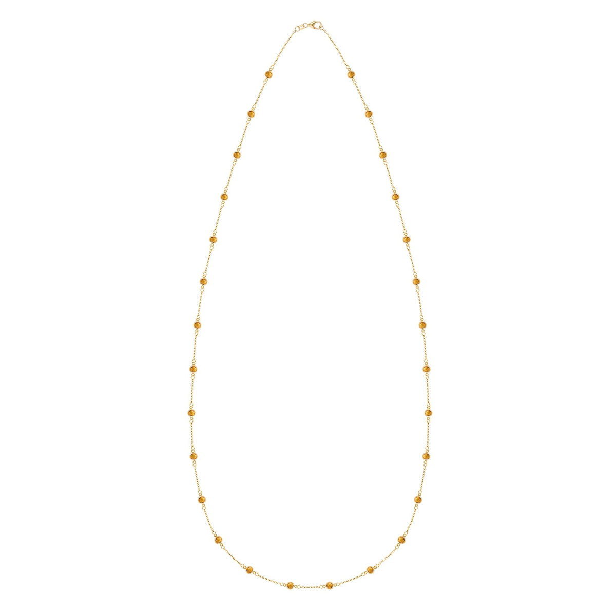Bayberry Citrine Long Necklace in 14k Gold (November)