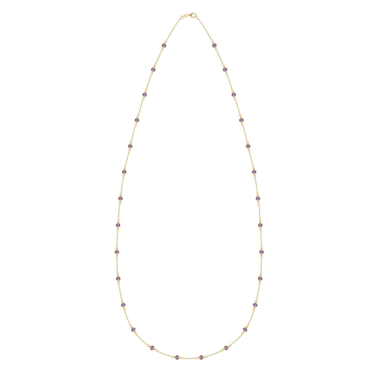 Bayberry Amethyst Long Necklace in 14k Gold (February)
