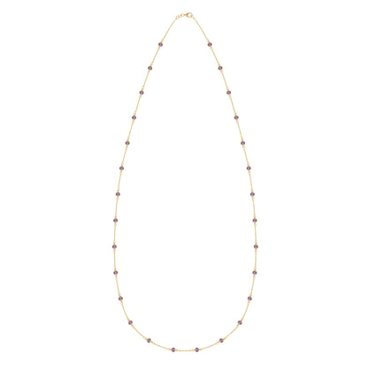 Bayberry Amethyst Long Necklace in 14k Gold (February)