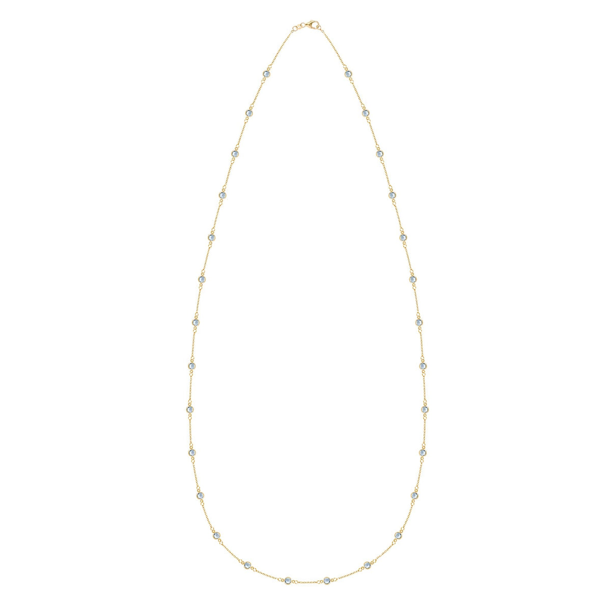 Bayberry Aquamarine Long Necklace in 14k Gold (March)