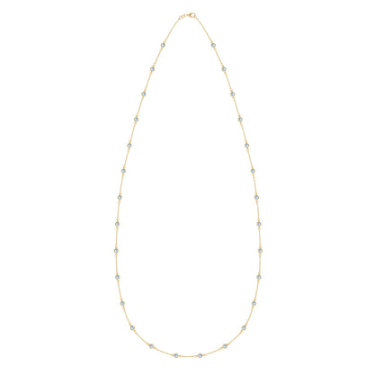 Bayberry Aquamarine Long Necklace in 14k Gold (March)