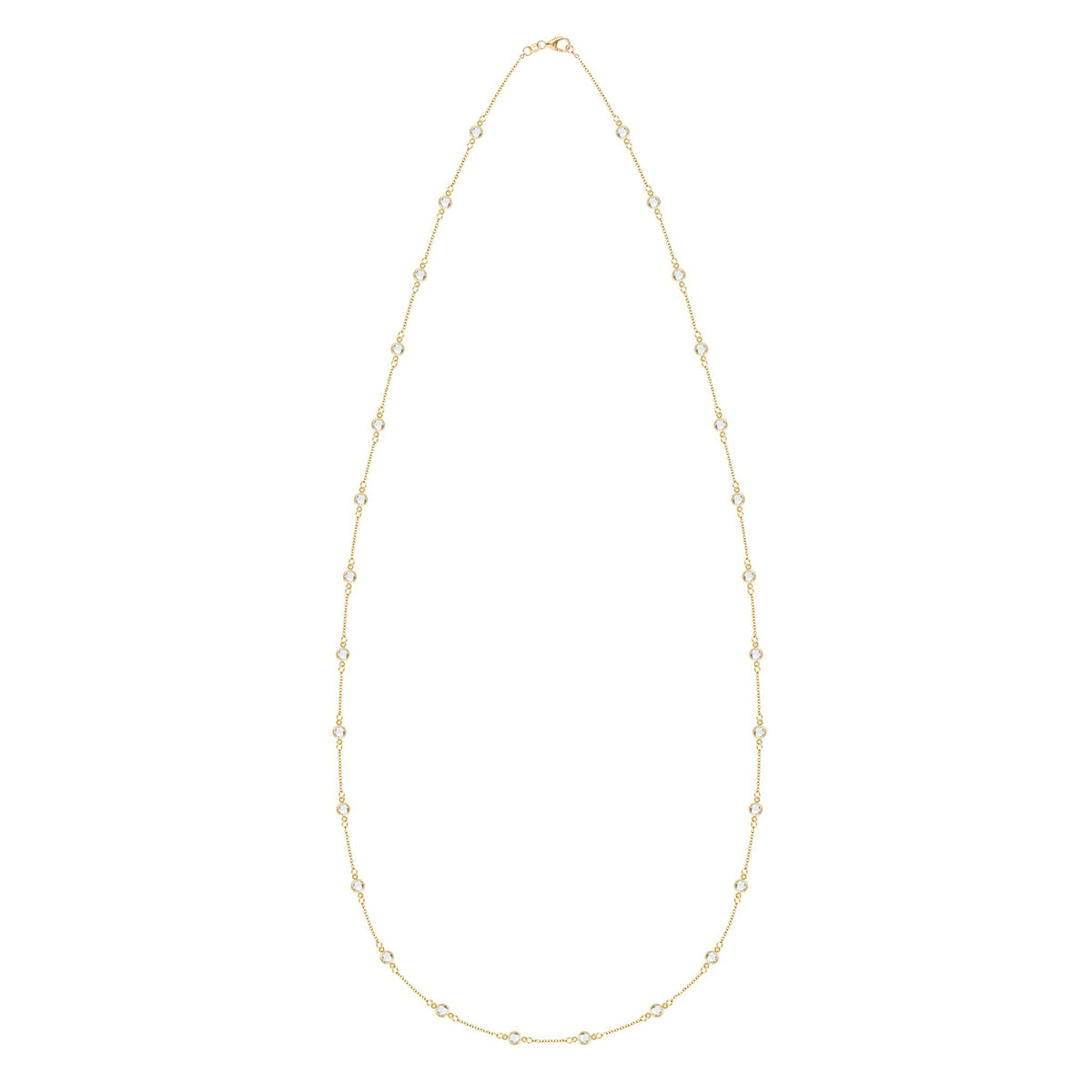Bayberry White Topaz Long Necklace in 14k Gold (April)
